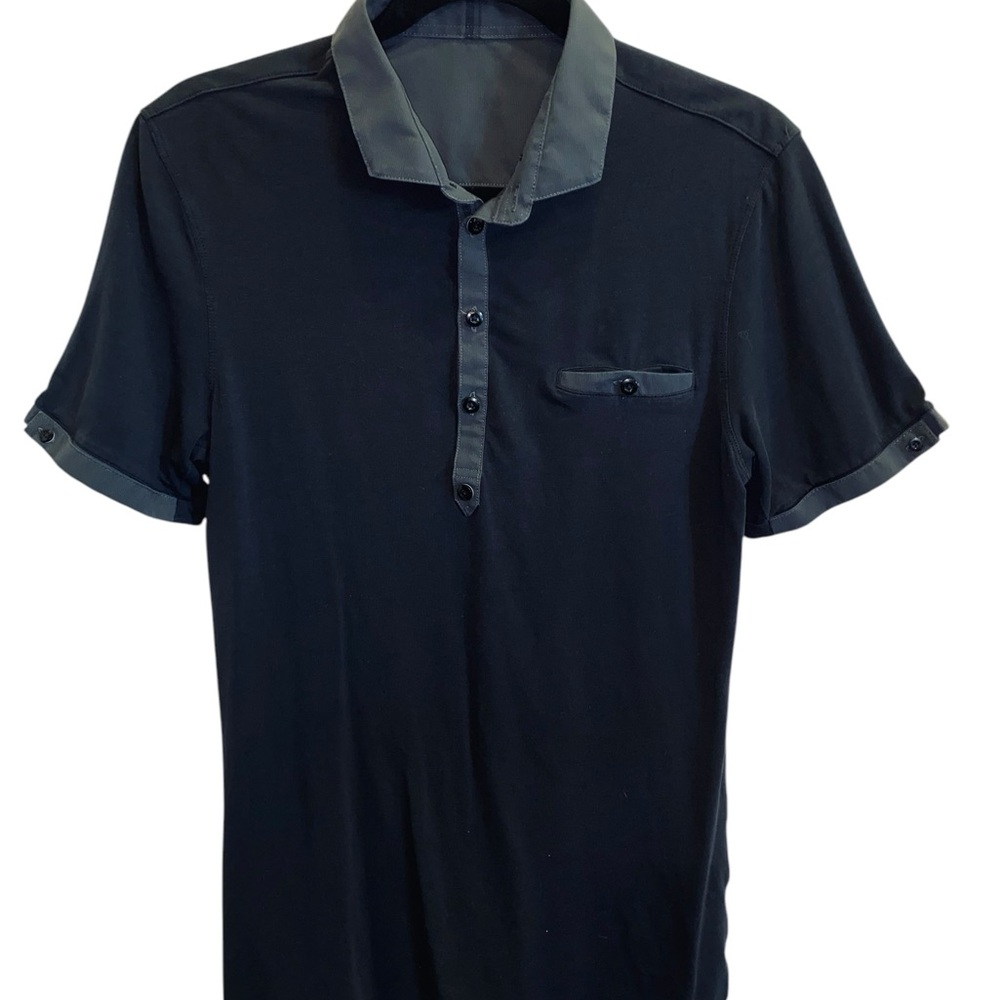 Men's Lululemon Black and Gray Mineral Wash Polo Shirt sz S/M